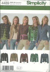 4489  0568 SIMPLICITY CLASSIC SHORTER OPEN/ BOW/ TIE JACKETS PATTERN 6-14; 12-20 CHOICE